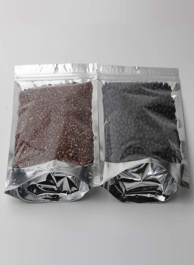 Ellbest 100Pcs Smell Proof Bags, Clear Silver Reclosable Aluminum Mylar Foil Plastic Bag Zip Lock Bags Packaging Zipper Pouches for Bulk Food Storage Coffee Candy 6.3x9.5 inch - Image 3